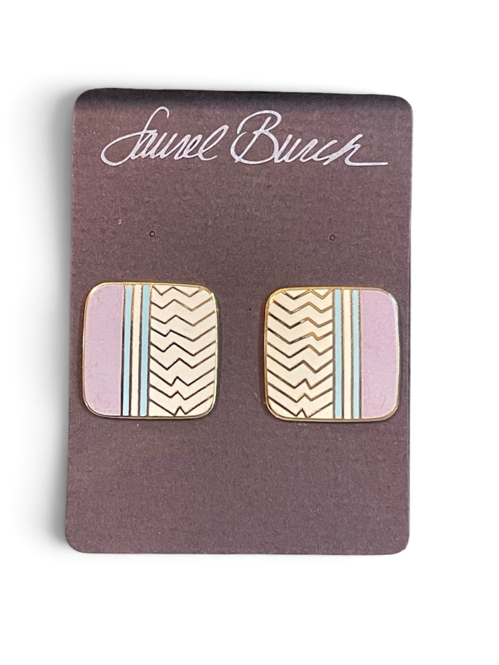 1980’s Laurel Burch “Ahktar” Geometric Enamel Post Earrings